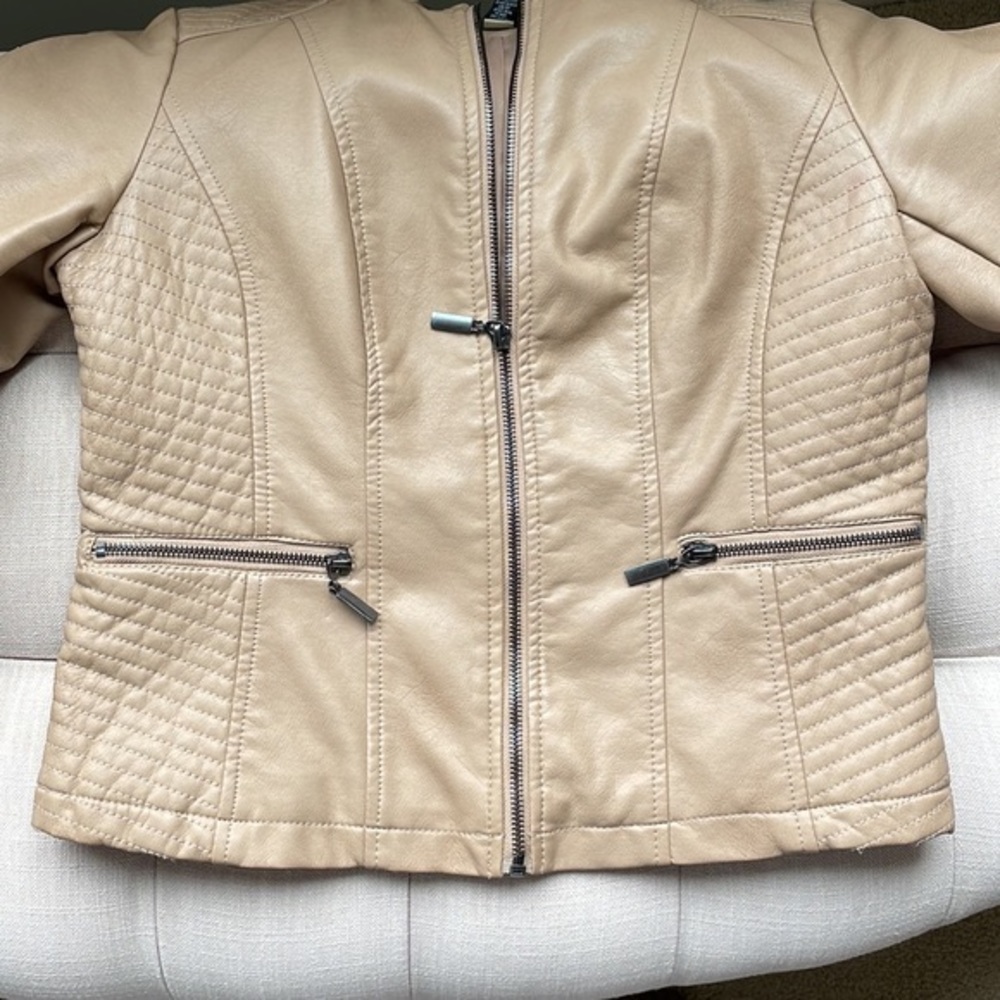 Alfani Petite Faux Tan Leather Jacket - Picture 5 of 8